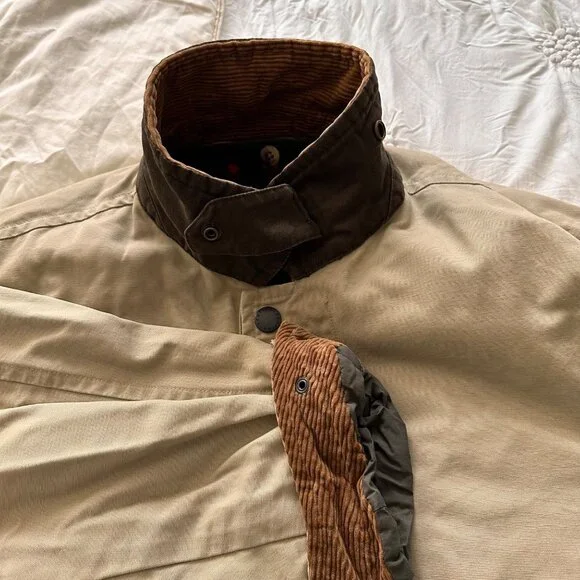 Nautica Mens Detachable Flannel Lining Zip/Snap Up Chore Barn Coat SZ L Tan - Picture 7 of 16